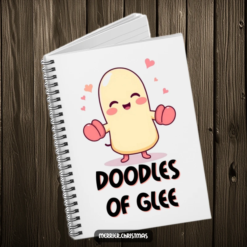 Funny dancing mitten notebook, a cute character full of glee, joyfully dancing and ready for your notes.