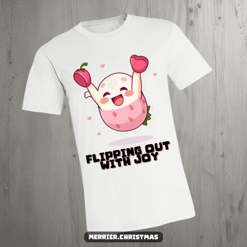 Funny T-Shirt, a cheerful holly berry character doing a lively somersault, full of festive spirit.
