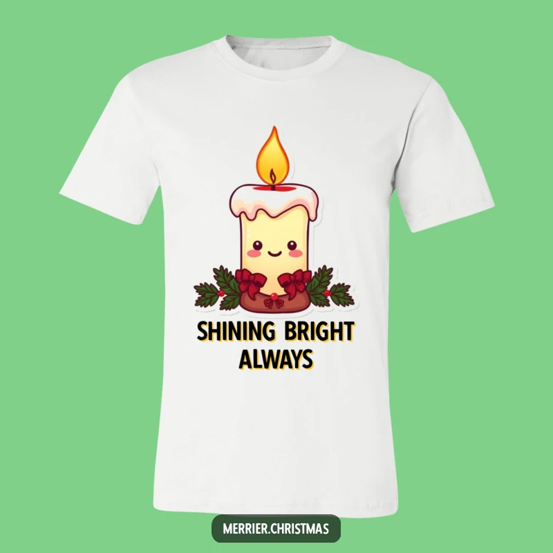 Funny Christmas Candle T-Shirt: Smiling Flame Holiday Shirt, Great Humorous Gift