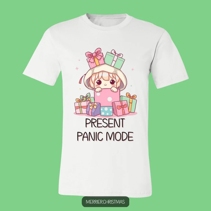 Funny Kawaii Peeking Present Pile T-Shirt, A Hilarious Gift Idea!