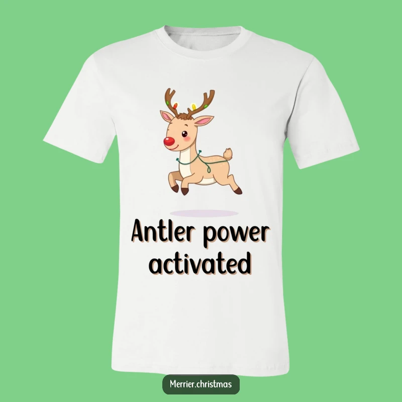 Funny Prancing Reindeer T-Shirt: Festive Lights Christmas Character Tee, Great Funny Gift