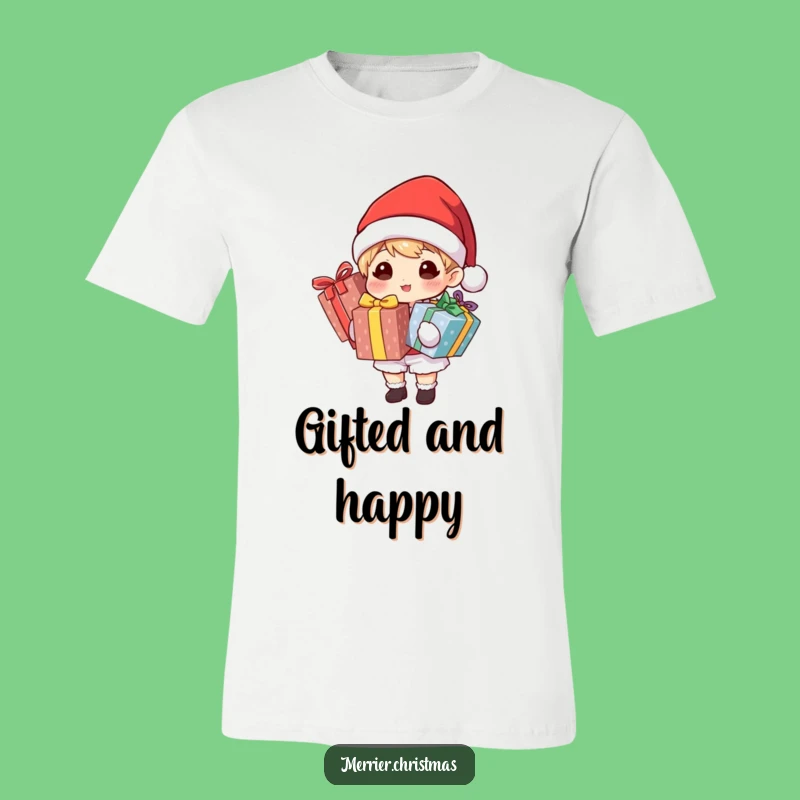 Funny Santa T-Shirt: Gift Holding Character Holiday Tee, Festive Fun Gift