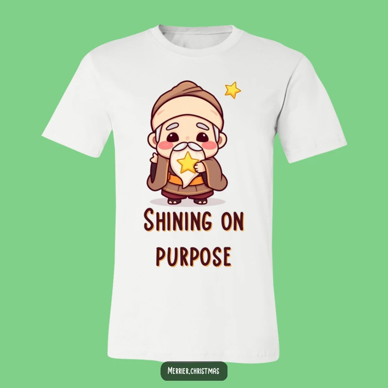 Funny Kawaii Wise Man T-Shirt: Glowing Star for Thoughtful Humor