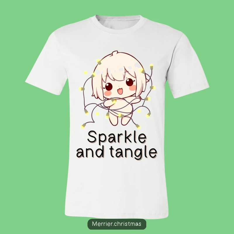 Funny Kawaii Tangled Lights T-Shirt: Wear Your Holiday Mess with Humorous Style!