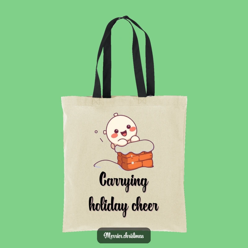 Funny Kawaii Chimney Slider Tote Bag: Carry Your Holiday Cheer with This Hilarious Gift!