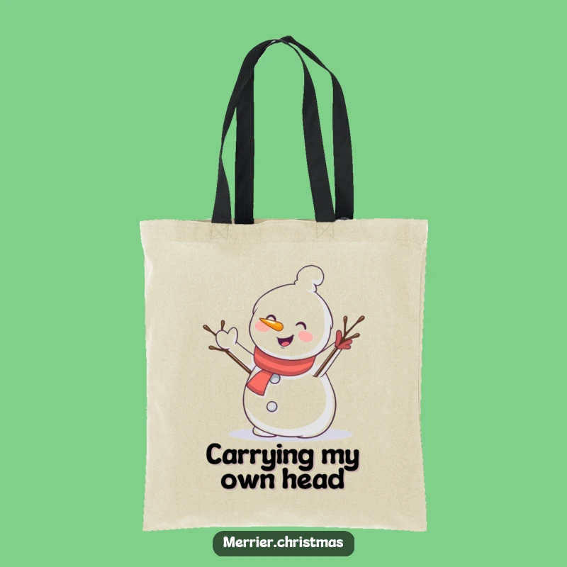 Funny Snowman Waving Tote Bag: Carry Your Winter Essentials with Humor