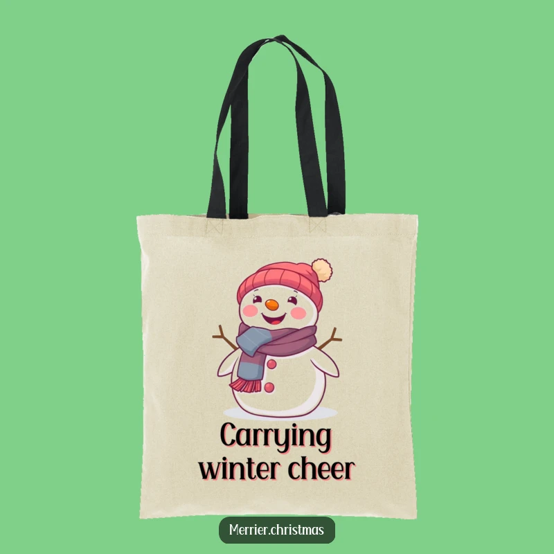 Funny Snowman Tote Bag - Festive Scarf Winter Accessory Gift