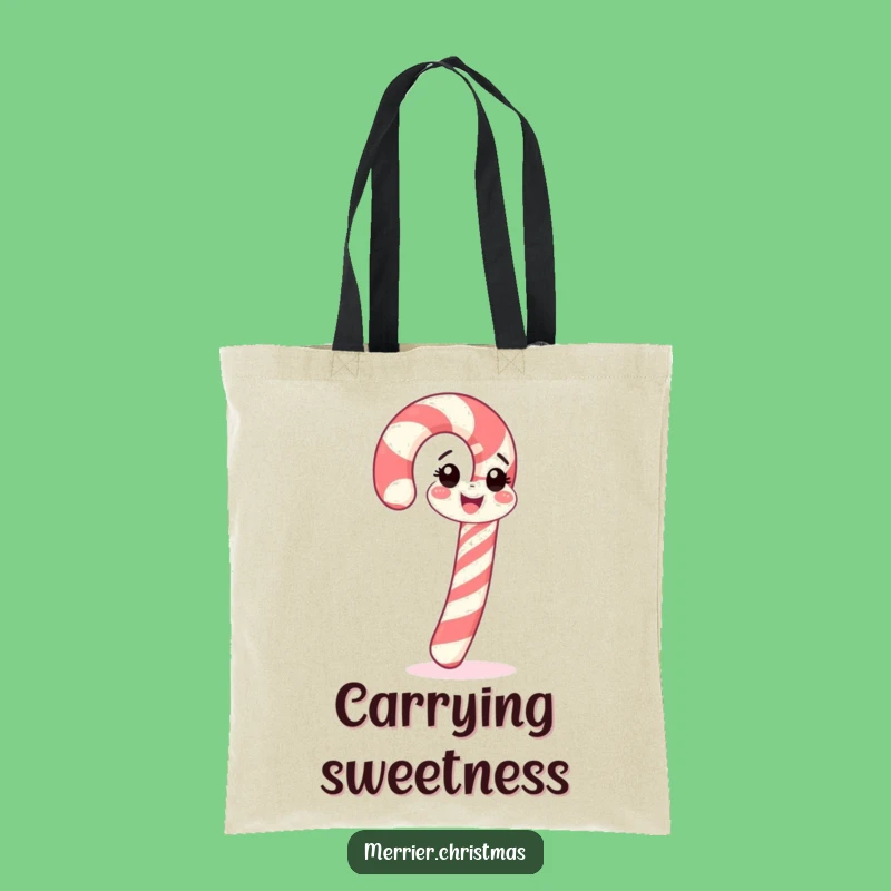 Funny Candy Cane Spin Tote Bag: Carry Sweet Holiday Cheer