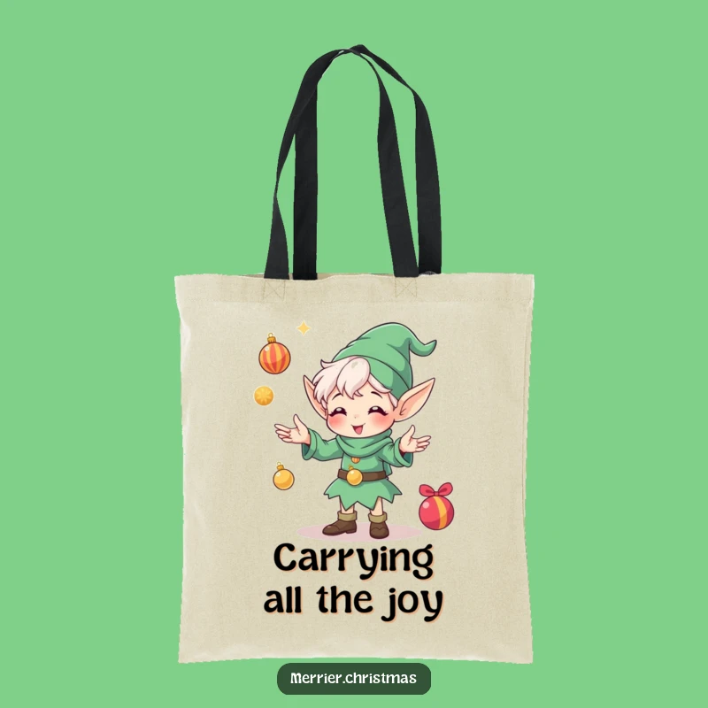 Funny Elf Juggling Ornaments Tote Bag: Practical and Hilarious Holiday Shopping Gift