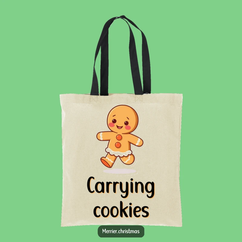 Funny Gingerbread Skip Tote Bag: Happy Icing Design, Cute Funny Gift