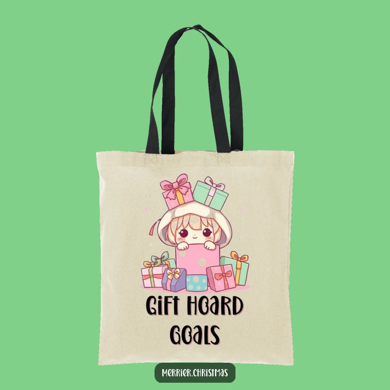 Funny Kawaii Peeking Present Pile Tote Bag, Carry Humor Everywhere!