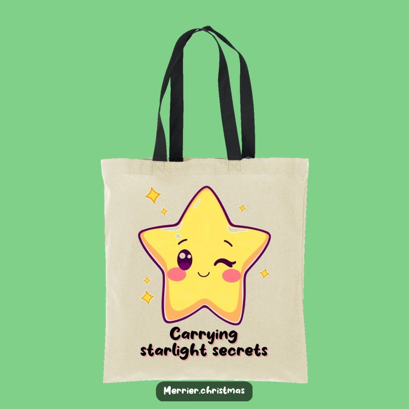 Funny Kawaii Star Tote Bag: Cute Winking Character, Stylish Gift Bag